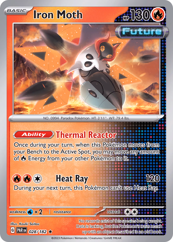 Iron Moth Pokemon card (028/182, Paradox Rift)