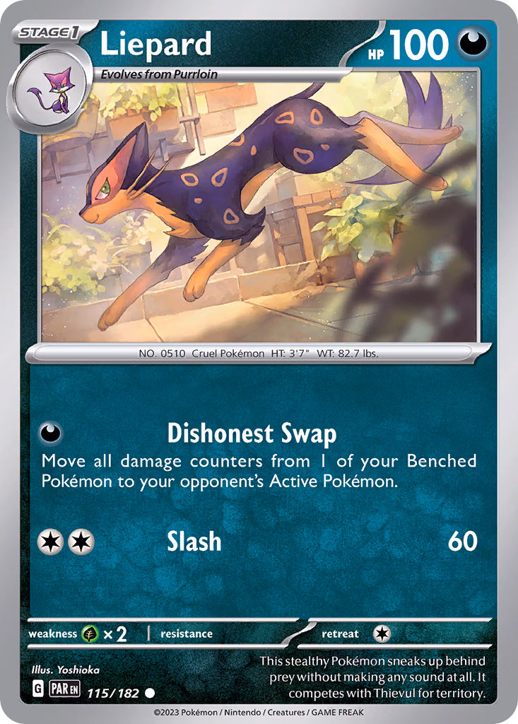 Liepard Pokemon card (115/182, Paradox Rift)