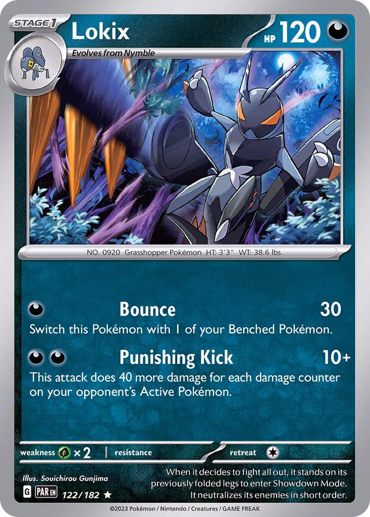 Lokix Pokemon card (122/182, Paradox Rift)