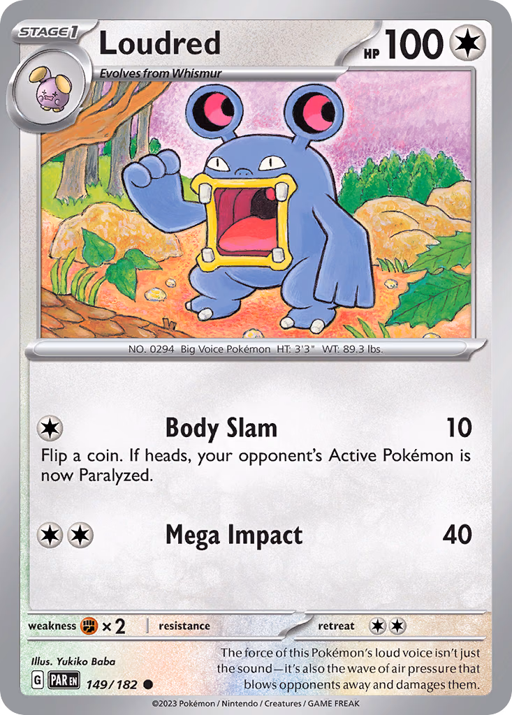 Loudred Pokemon card (149/182, Paradox Rift)