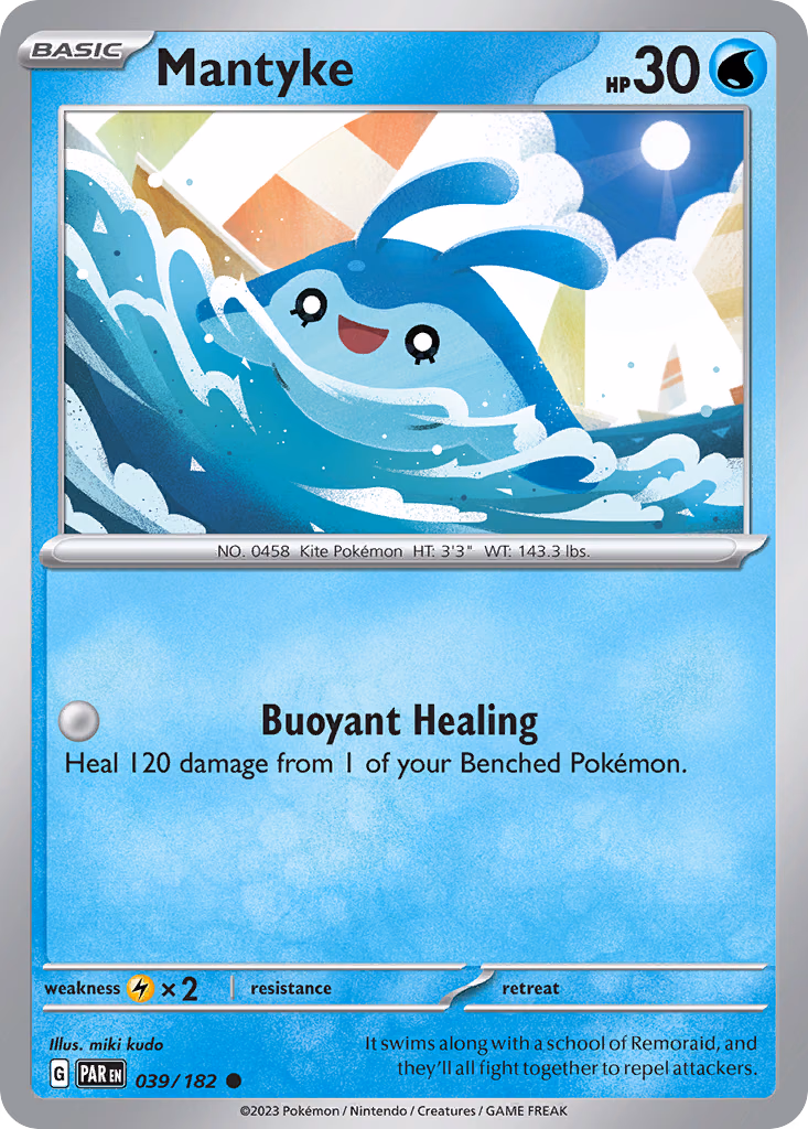 Mantyke Pokemon card (039/182, Paradox Rift)