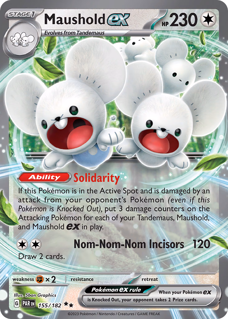 Maushold ex Pokemon card (155/182, Paradox Rift)