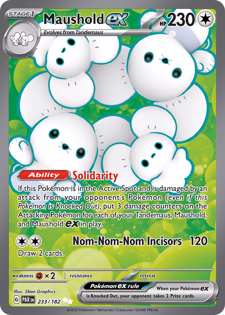 Maushold ex Pokemon card (233/182, Paradox Rift)
