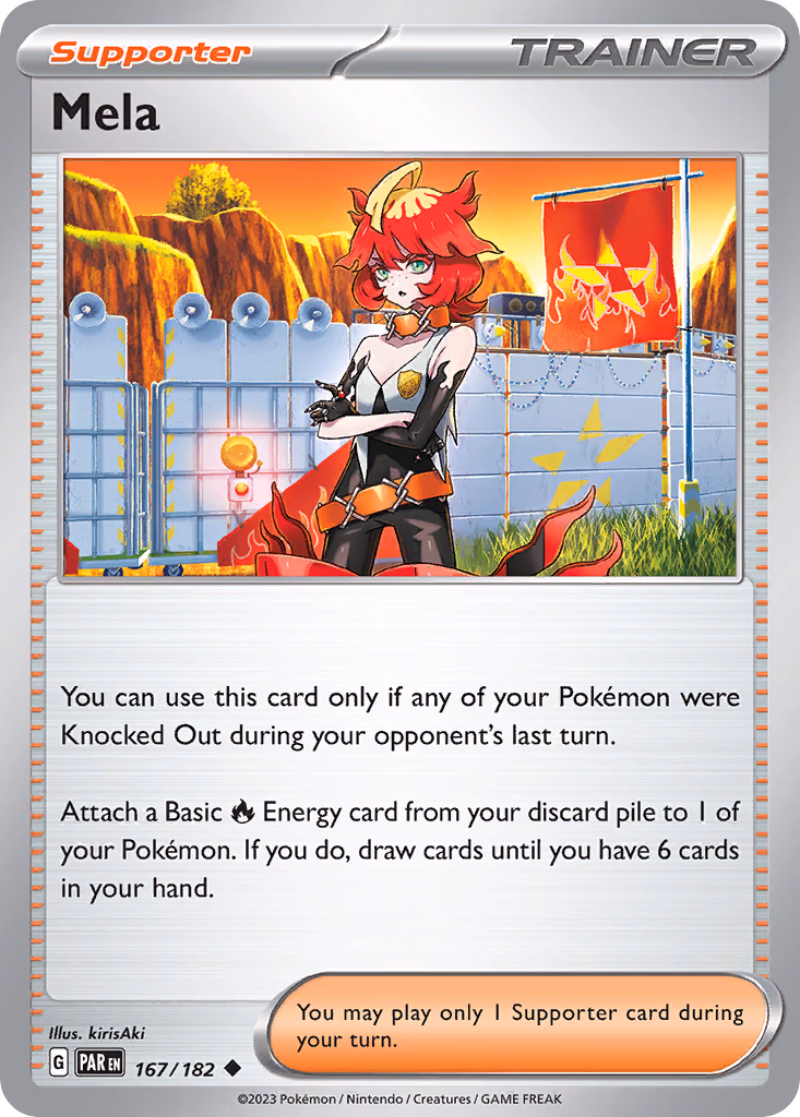 Mela Pokemon card (167/182, Paradox Rift)