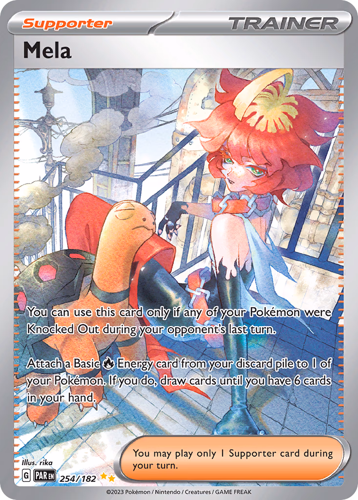 Mela Pokemon card (254/182, Paradox Rift)