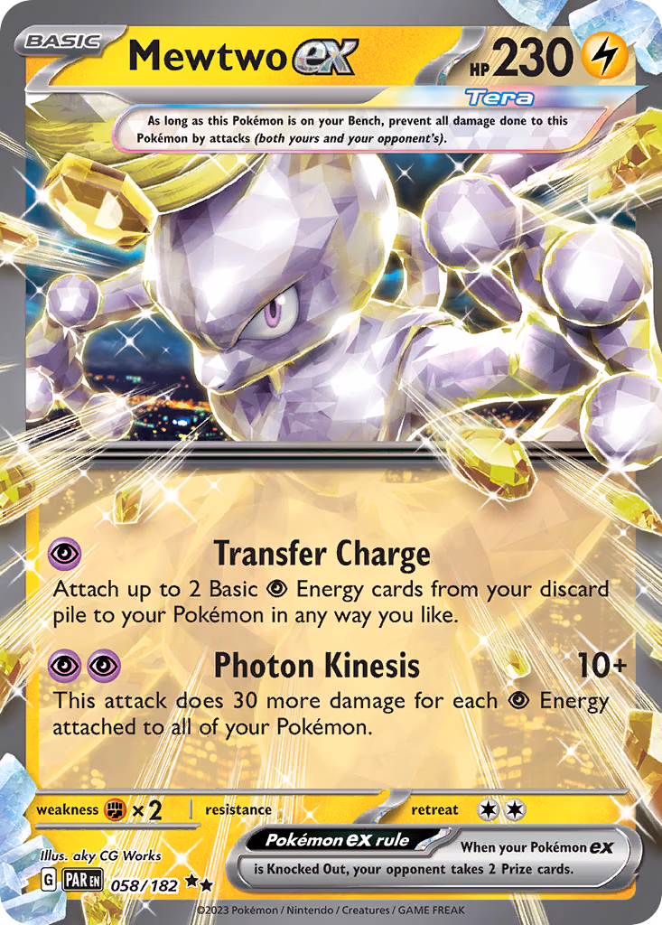 Mewtwo ex Pokemon card (058/182, Paradox Rift)