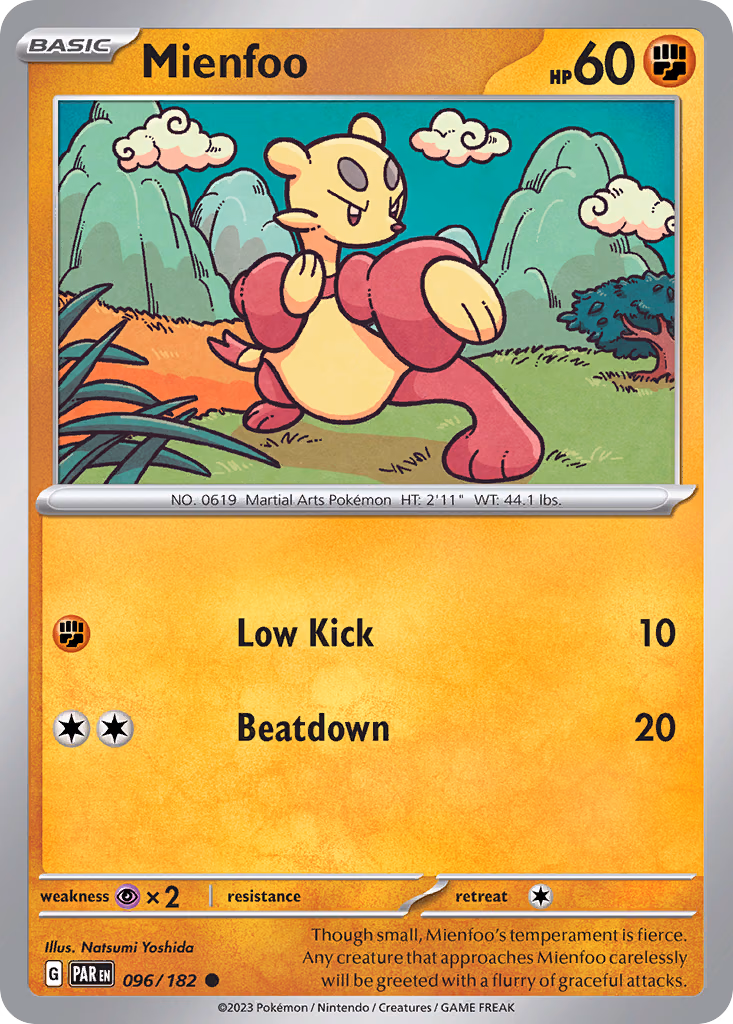 Mienfoo Pokemon card (096/182, Paradox Rift)