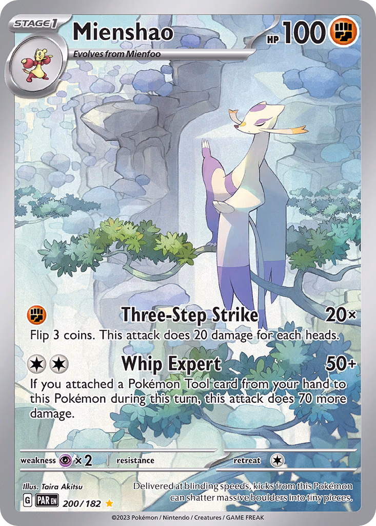 Mienshao Pokemon card (200/182, Paradox Rift)