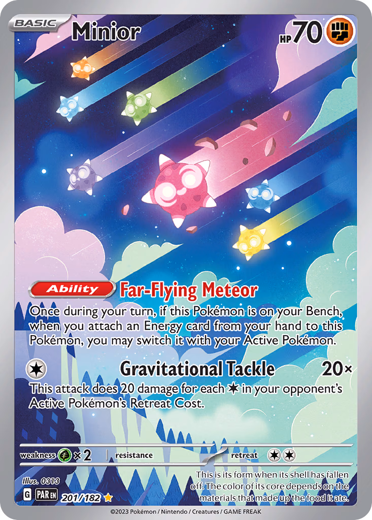 Minior Pokemon card (201/182, Paradox Rift)