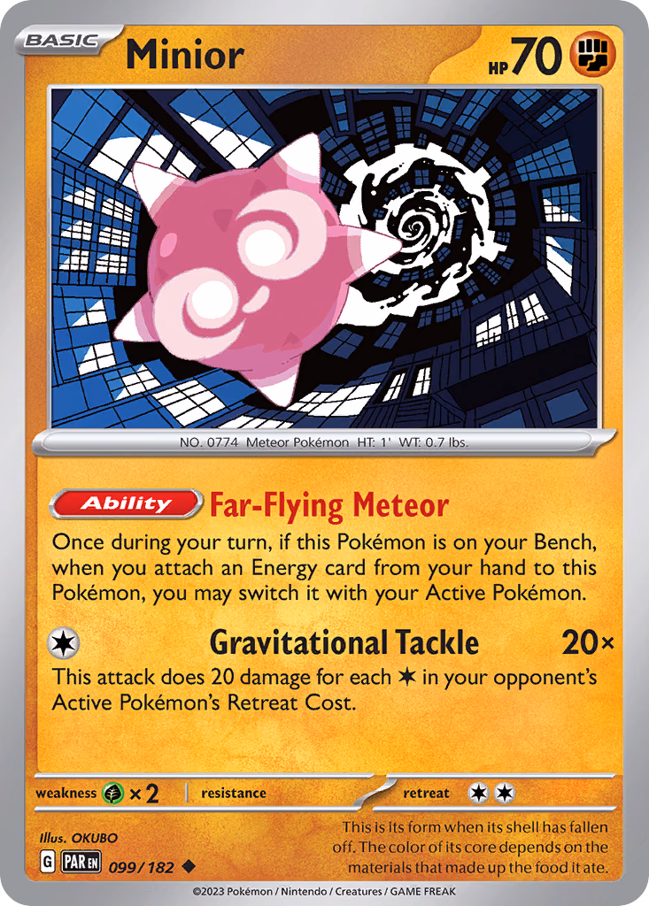 Minior Pokemon card (099/182, Paradox Rift)
