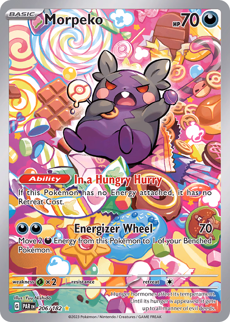 Morpeko Pokemon card (206/182, Paradox Rift)