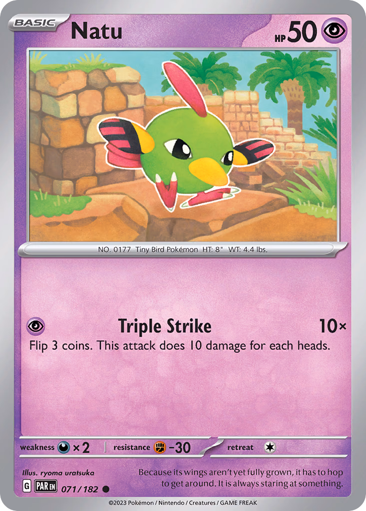 Natu Pokemon card (071/182, Paradox Rift)