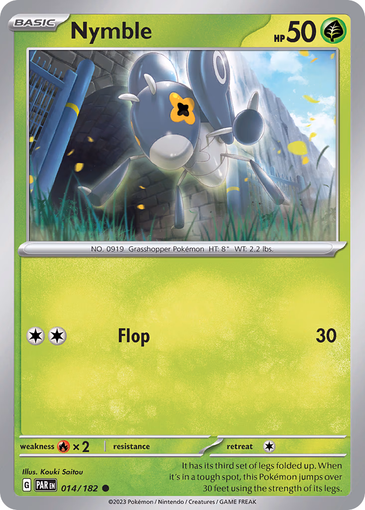 Nymble Pokemon card (014/182, Paradox Rift)