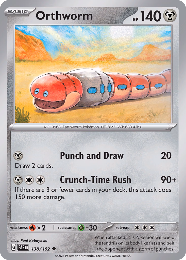 Orthworm Pokemon card (138/182, Paradox Rift)