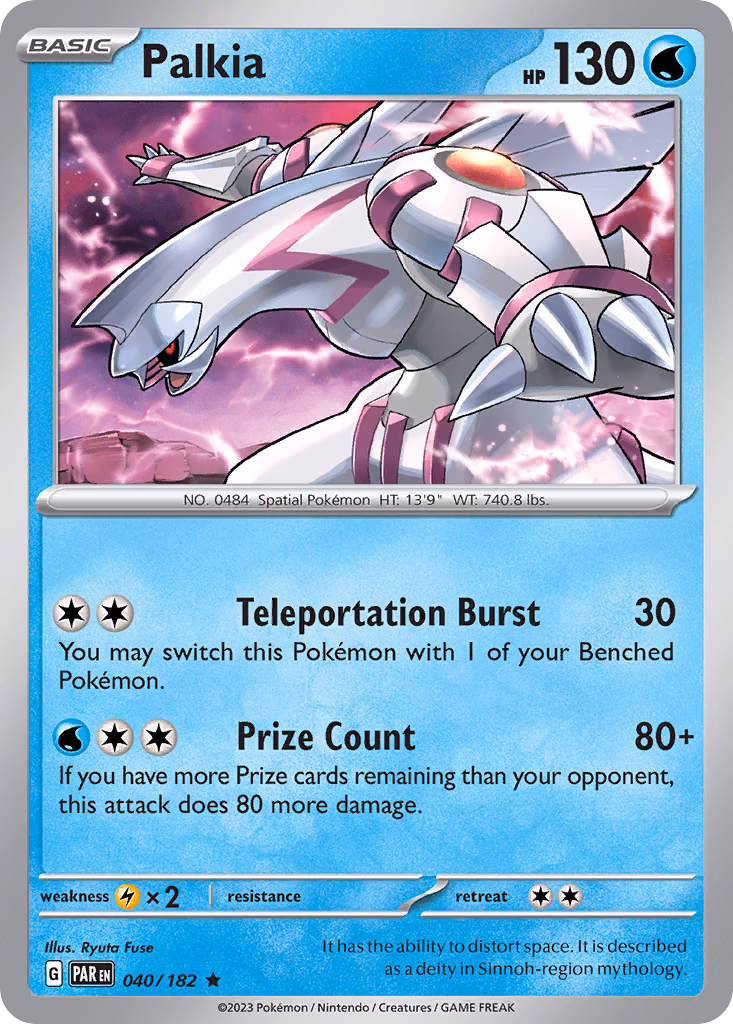 Palkia Pokemon card (040/182, Paradox Rift)