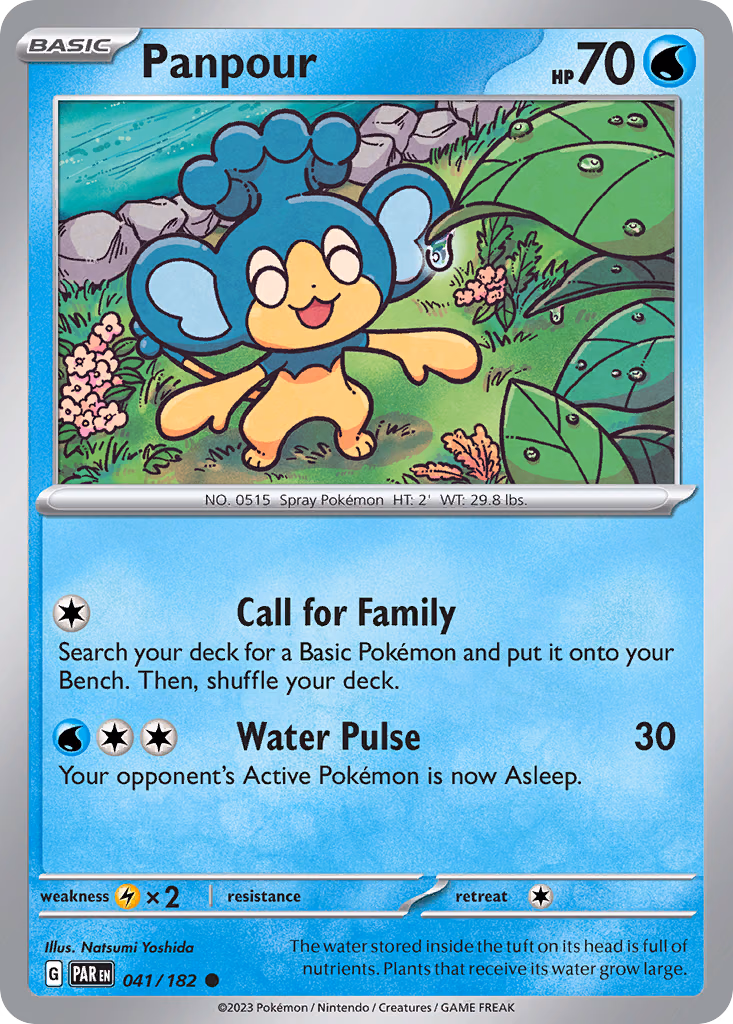 Panpour Pokemon card (041/182, Paradox Rift)