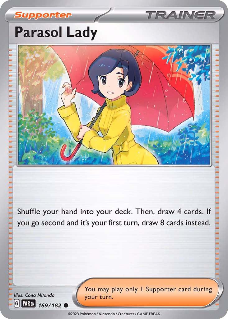 Parasol Lady Pokemon card (169/182, Paradox Rift)