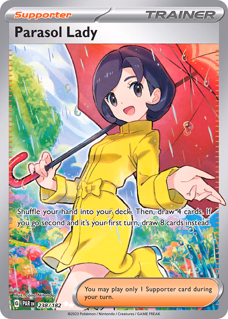 Parasol Lady Pokemon card (238/182, Paradox Rift)