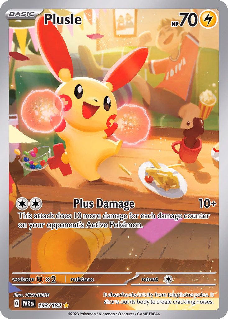Plusle Pokemon card (193/182, Paradox Rift)