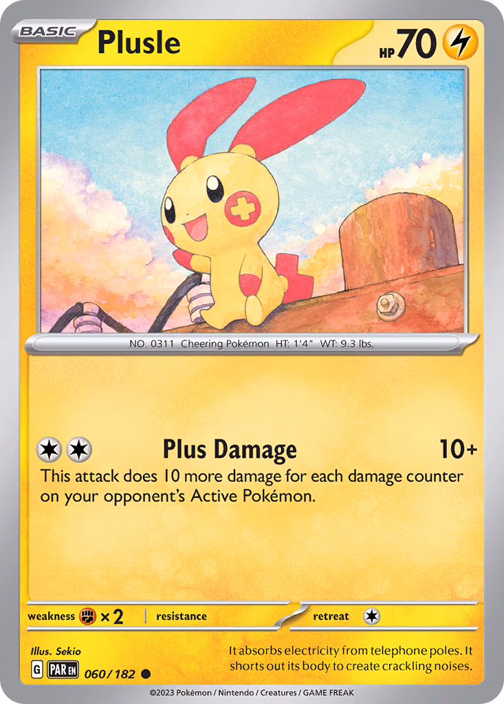 Plusle Pokemon card (060/182, Paradox Rift)