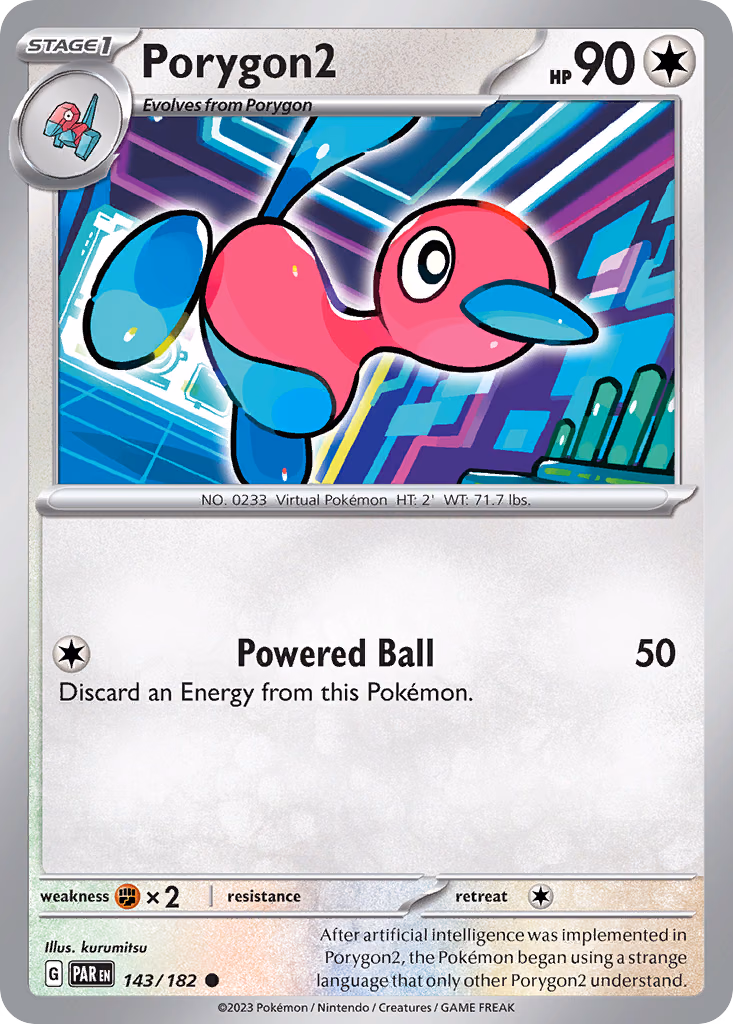 Porygon2 Pokemon card (143/182, Paradox Rift)