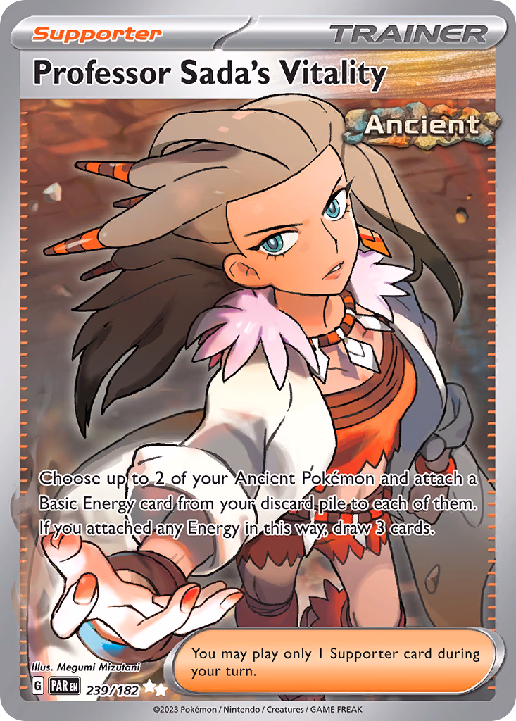Professor Sada's Vitality Pokemon card (239/182, Paradox Rift)