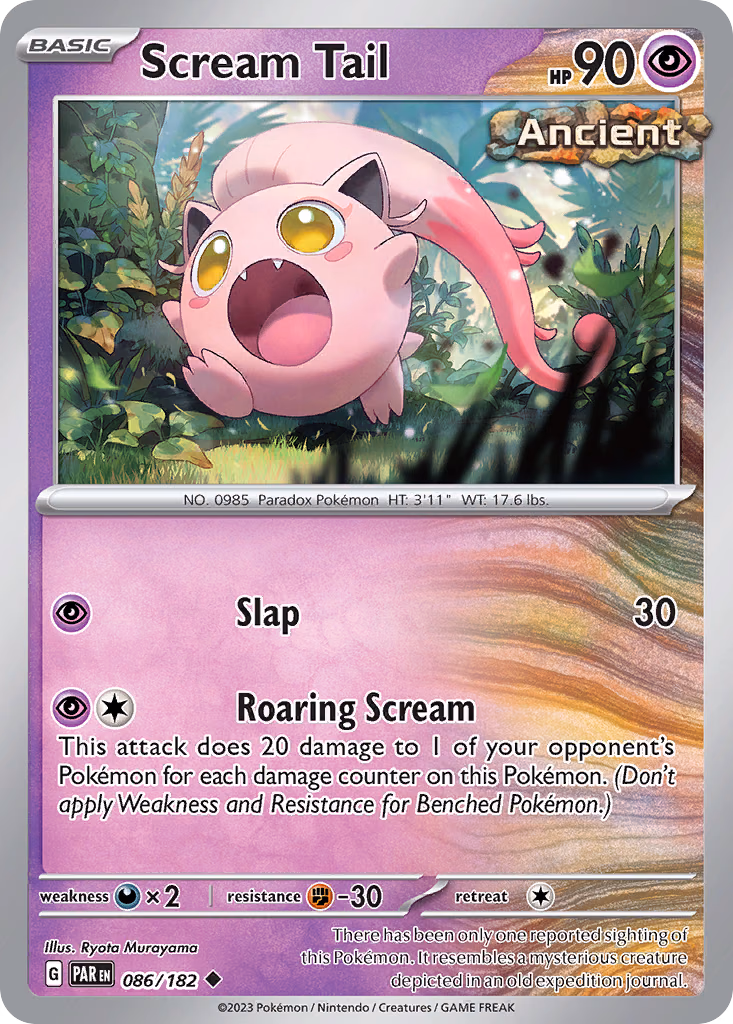 Scream Tail Pokemon card (086/182, Paradox Rift)