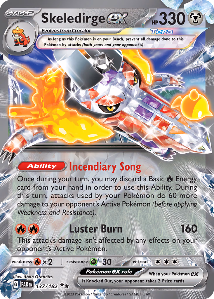 Skeledirge ex Pokemon card (137/182, Paradox Rift)