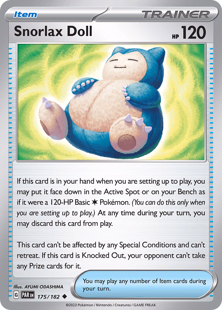 Snorlax Doll Pokemon card (175/182, Paradox Rift)