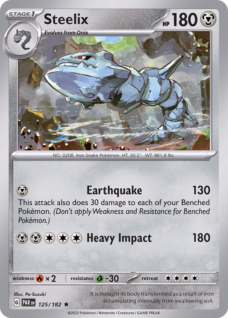 Steelix Pokemon card (125/182, Paradox Rift)