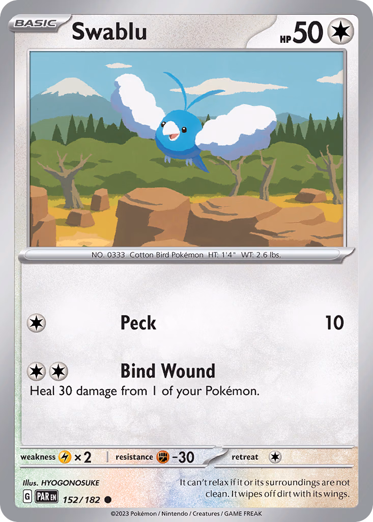 Swablu Pokemon card (152/182, Paradox Rift)