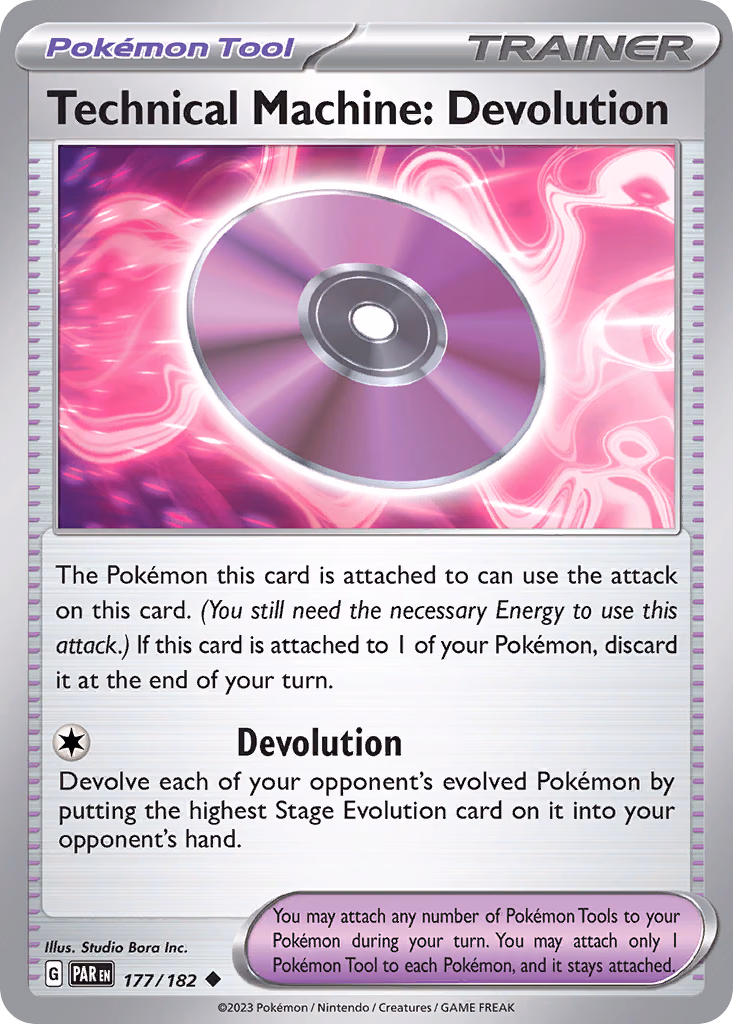 Technical Machine: Devolution Pokemon card (177/182, Paradox Rift)