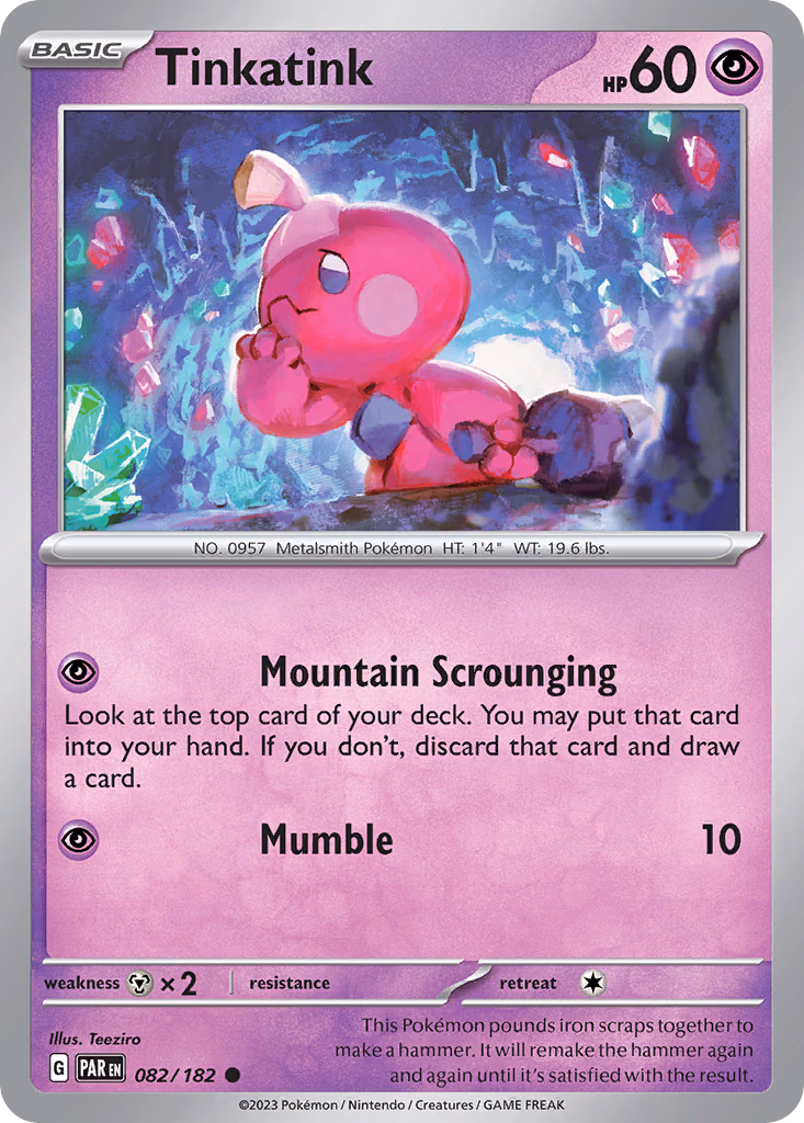 Tinkatink Pokemon card (082/182, Paradox Rift)