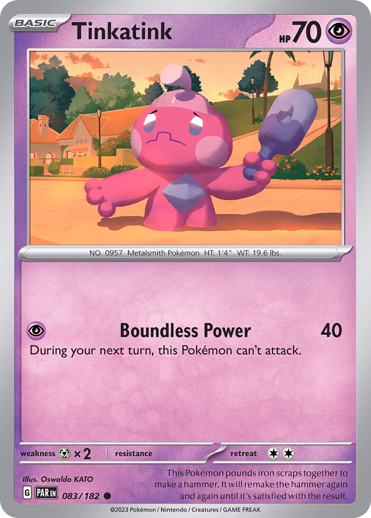 Tinkatink Pokemon card (083/182, Paradox Rift)
