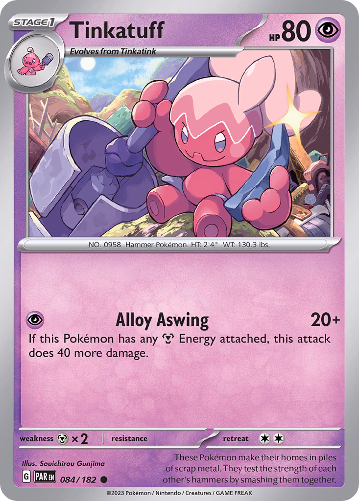 Tinkatuff Pokemon card (084/182, Paradox Rift)