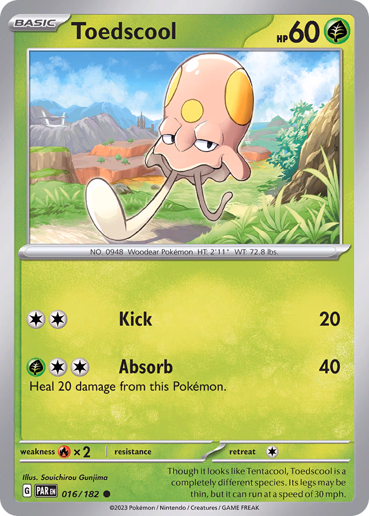 Toedscool Pokemon card (016/182, Paradox Rift)