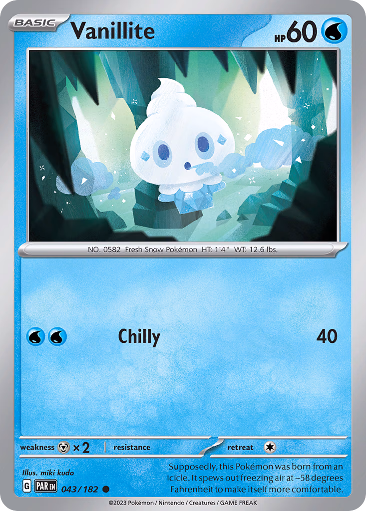 Vanillite Pokemon card (043/182, Paradox Rift)