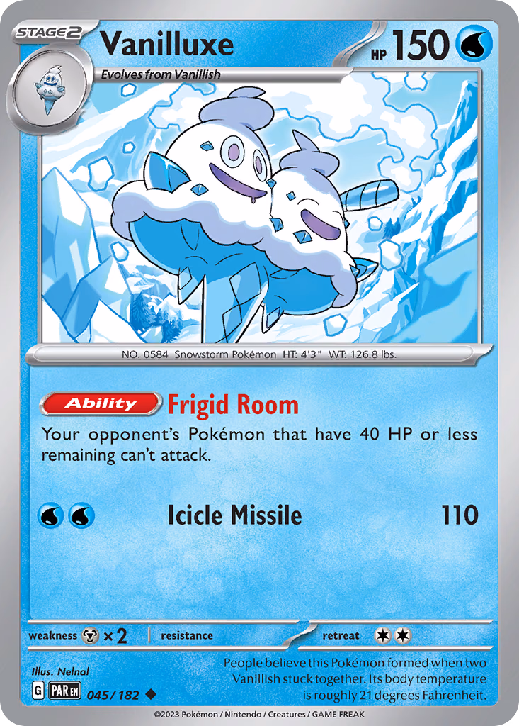 Vanilluxe Pokemon card (045/182, Paradox Rift)