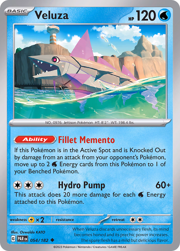 Veluza Pokemon card (054/182, Paradox Rift)