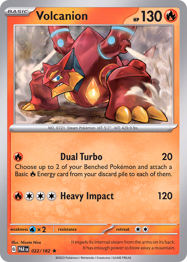 Volcanion Pokemon card (022/182, Paradox Rift)