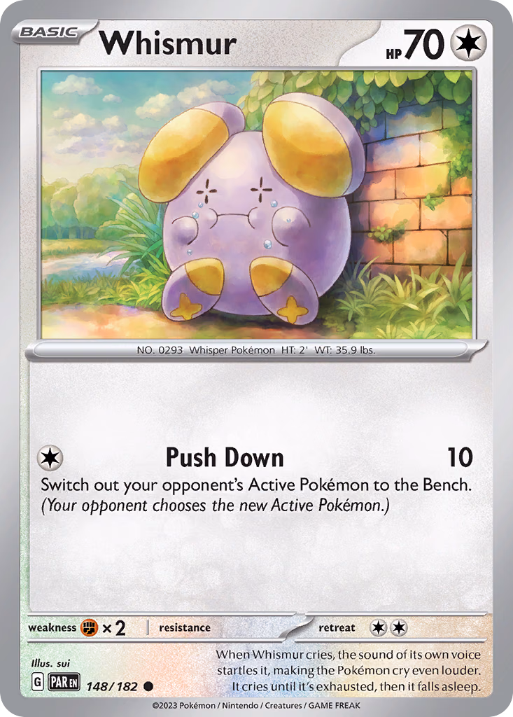 Whismur Pokemon card (148/182, Paradox Rift)