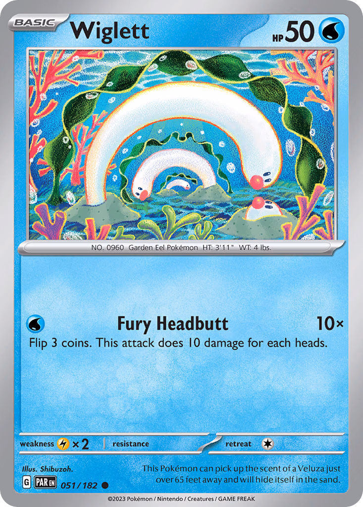 Wiglett Pokemon card (051/182, Paradox Rift)