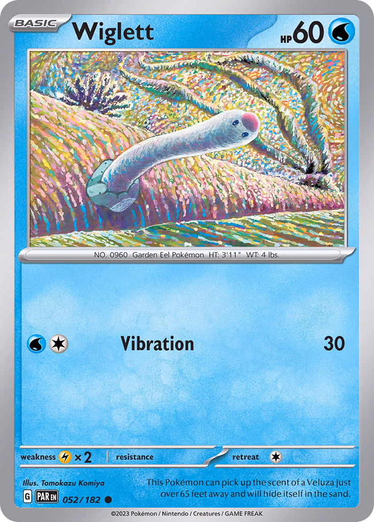 Wiglett Pokemon card (052/182, Paradox Rift)