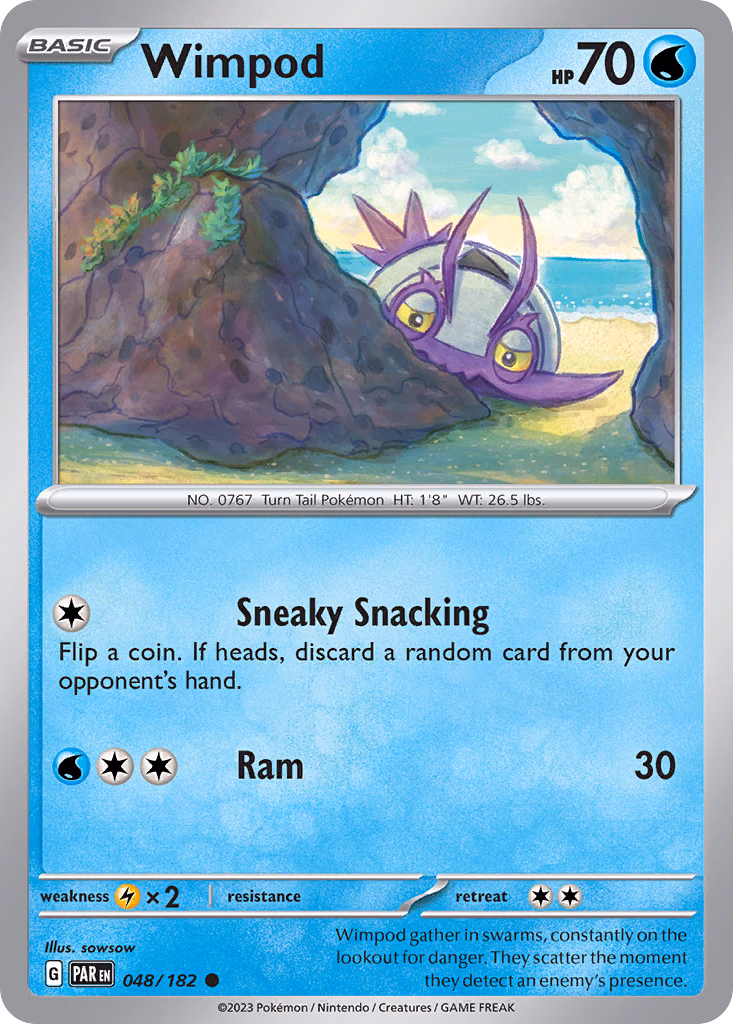 Wimpod Pokemon card (048/182, Paradox Rift)