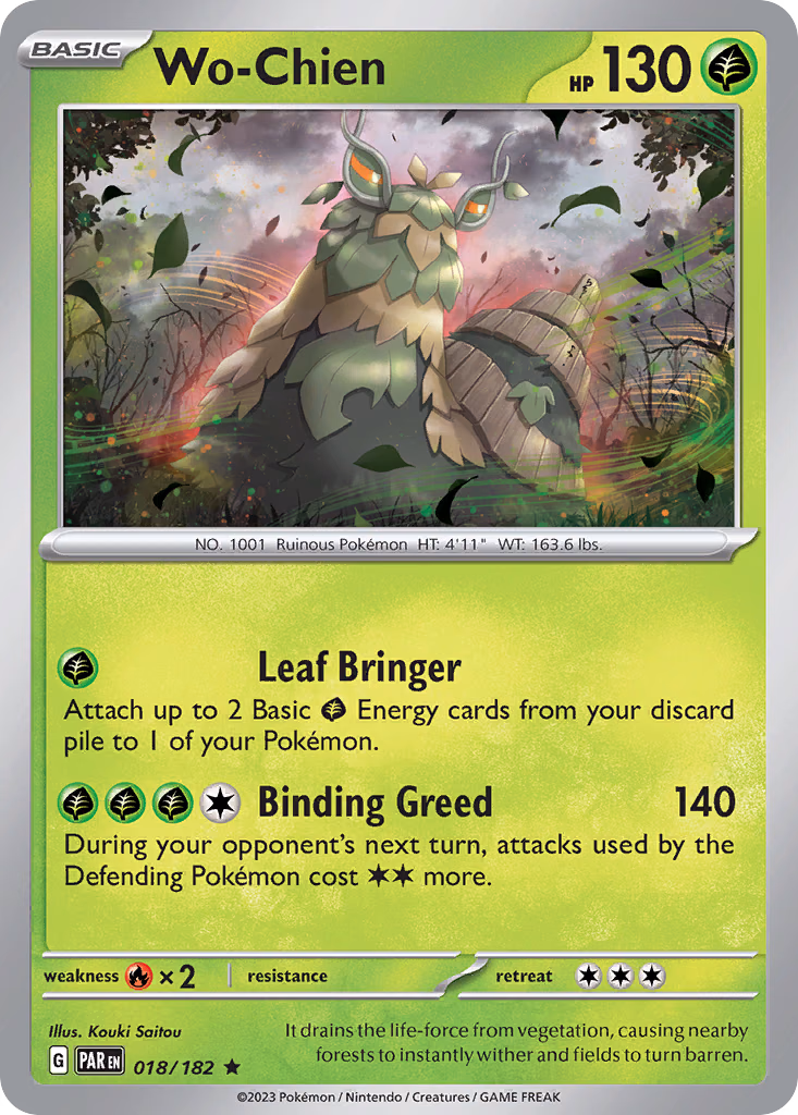 Wo-Chien Pokemon card (018/182, Paradox Rift)