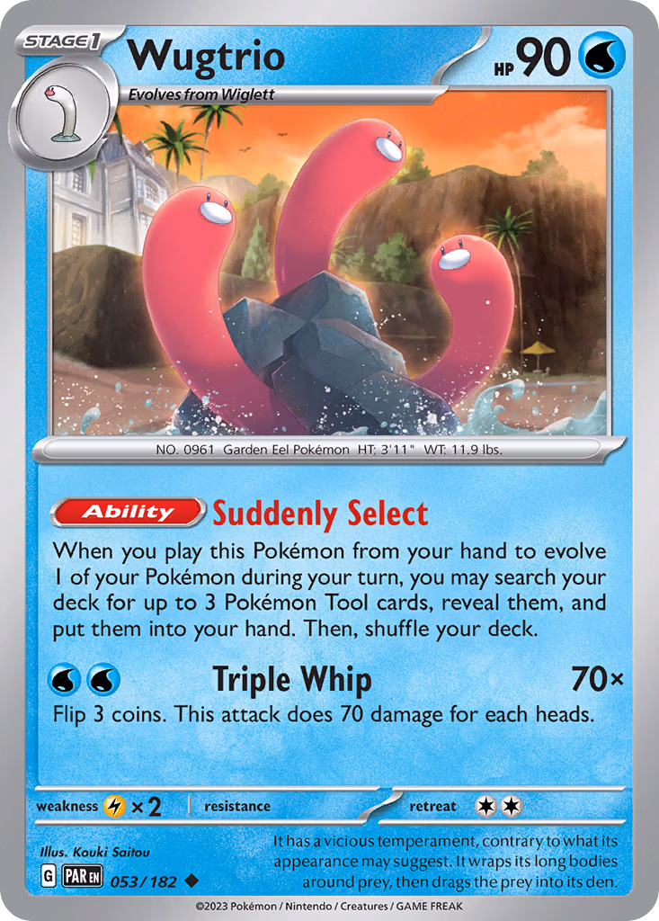 Wugtrio Pokemon card (053/182, Paradox Rift)