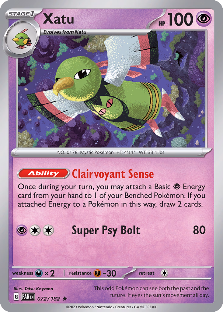 Xatu Pokemon card (072/182, Paradox Rift)