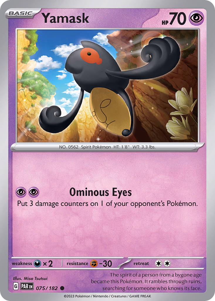 Yamask Pokemon card (075/182, Paradox Rift)