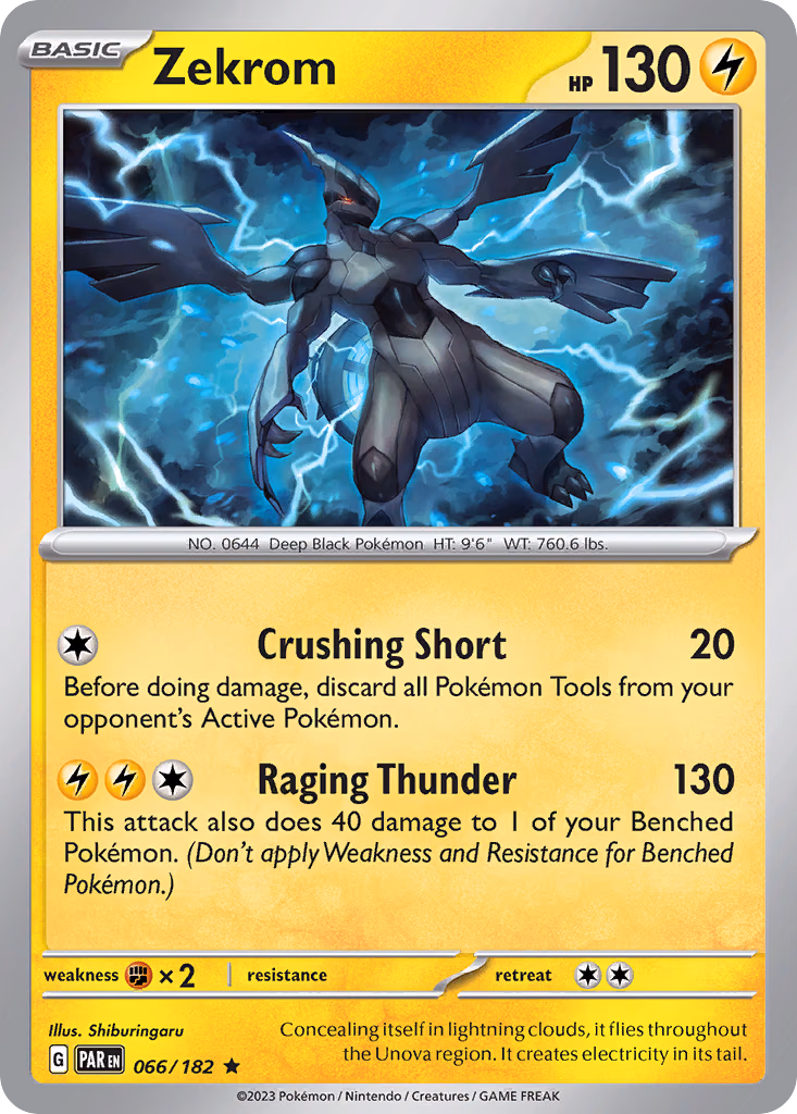 Zekrom Pokemon card (066/182, Paradox Rift)