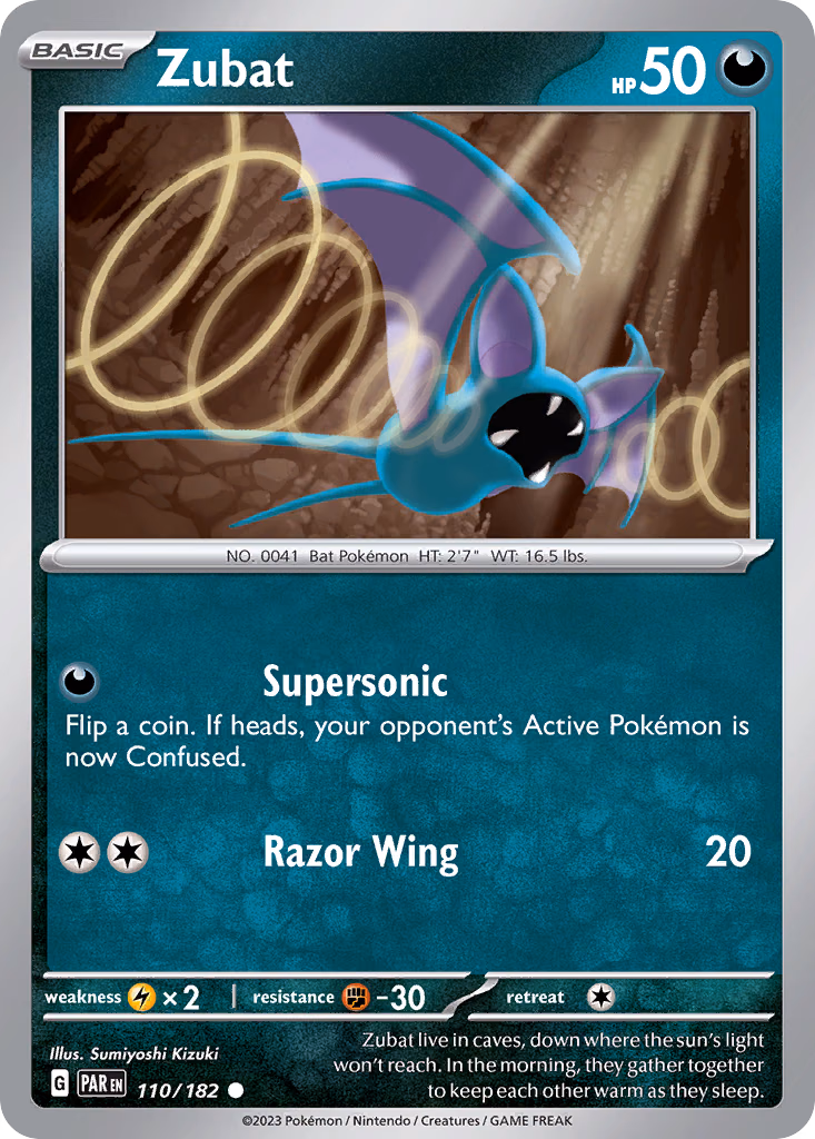 Zubat Pokemon card (110/182, Paradox Rift)